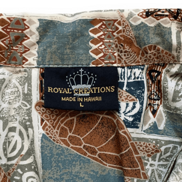 Vintage 90s Royal Creations Hawaiian Printed Shirt Sea Turtle Made in Hawaii Top - Picture 10 of 12